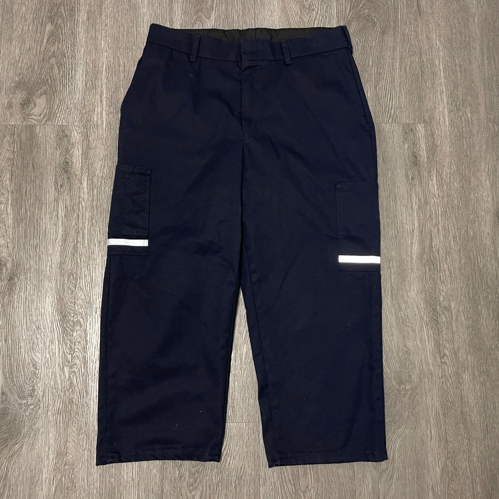 Stan Herman Cargo Pants Mens 33x24 Navy Blue Reflective Workwear Utility Postal